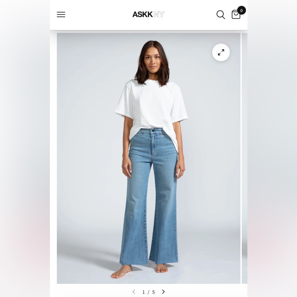 ASKK NY High-Rise Wide Leg Jeans in Light Blue Denim